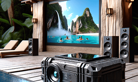 Experience Poolside Cinema with This Rugged Tablet Featuring a Laser Projector and Waterproof Speakers