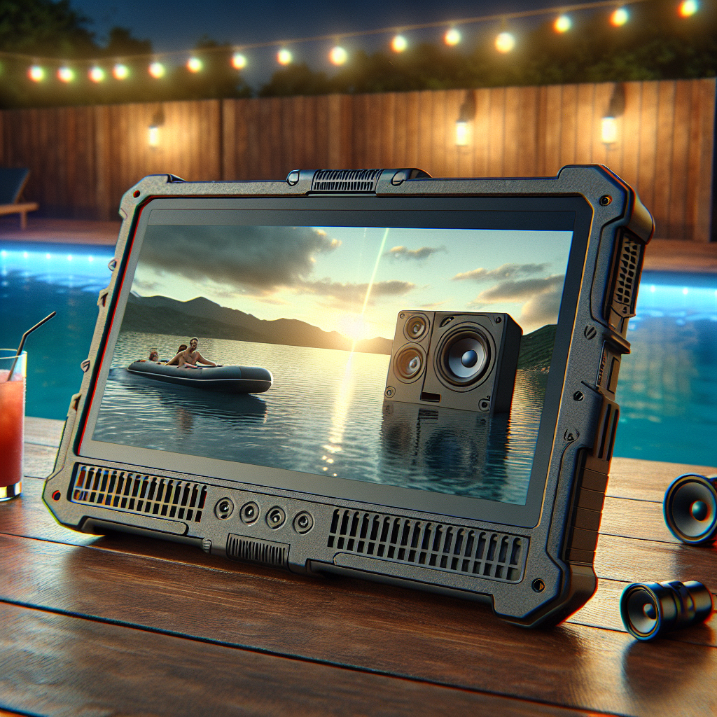 Experience Poolside Cinema with This Rugged Tablet Featuring a Laser Projector and Waterproof Speakers