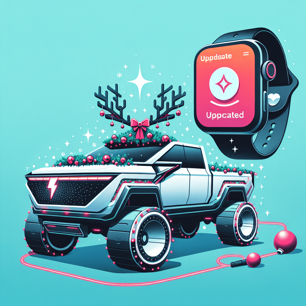 Tesla Update Introduces Apple Watch App and Cybertruck Santa Mode