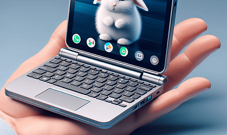 Adorable Convertible Laptop: A Mini PC with Touchscreen, Battery, and Keyboard