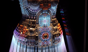 A Stunning 50lb Dress Woven from 12,000ft of Fiber Optic Cable: A Unique Blend of Robot and Human Design