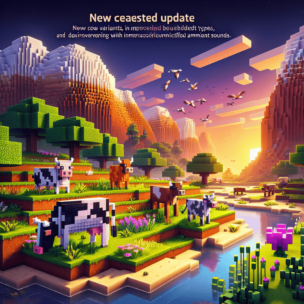 Minecraft Introduces New Cow Variants, Bush Types, and Desert Ambient Sounds in Latest Update